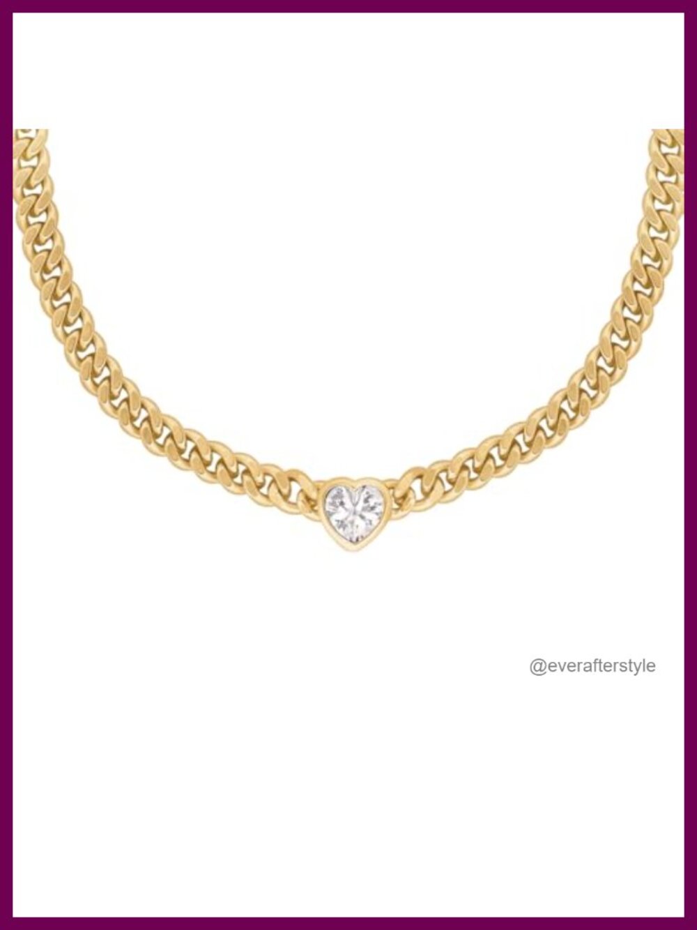 Heart Pendant Necklace Brass 18k Gold Plated Cuban Link Chain 16+2"